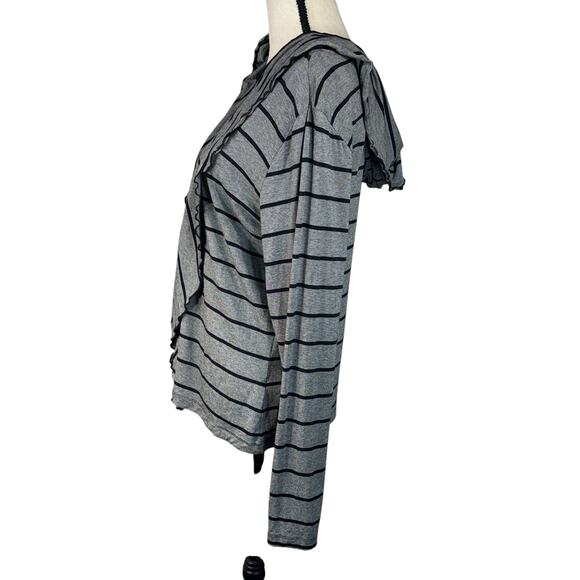 Christopher & Banks Large Jacket Zip-Up Striped Hooded Lightweight Long Sleeves - Picture 6 of 9